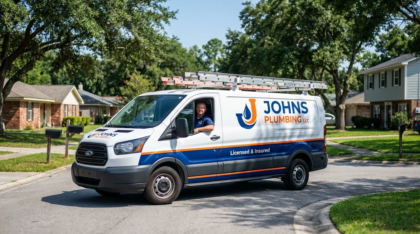 Johns Plumbing LLC service van in Stoneboro, PA
