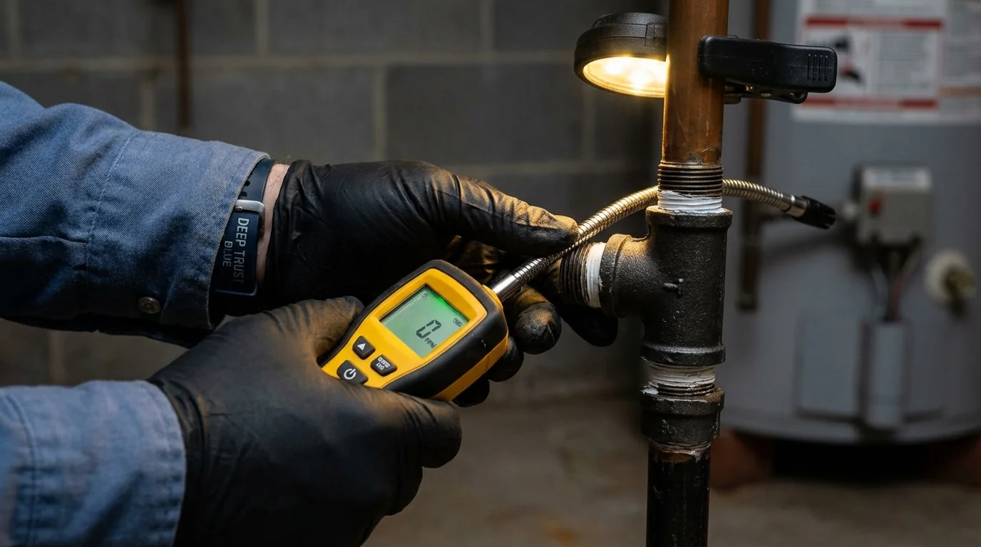 Gas leak detection with electronic sniffer by Johns Plumbing LLC in Stoneboro