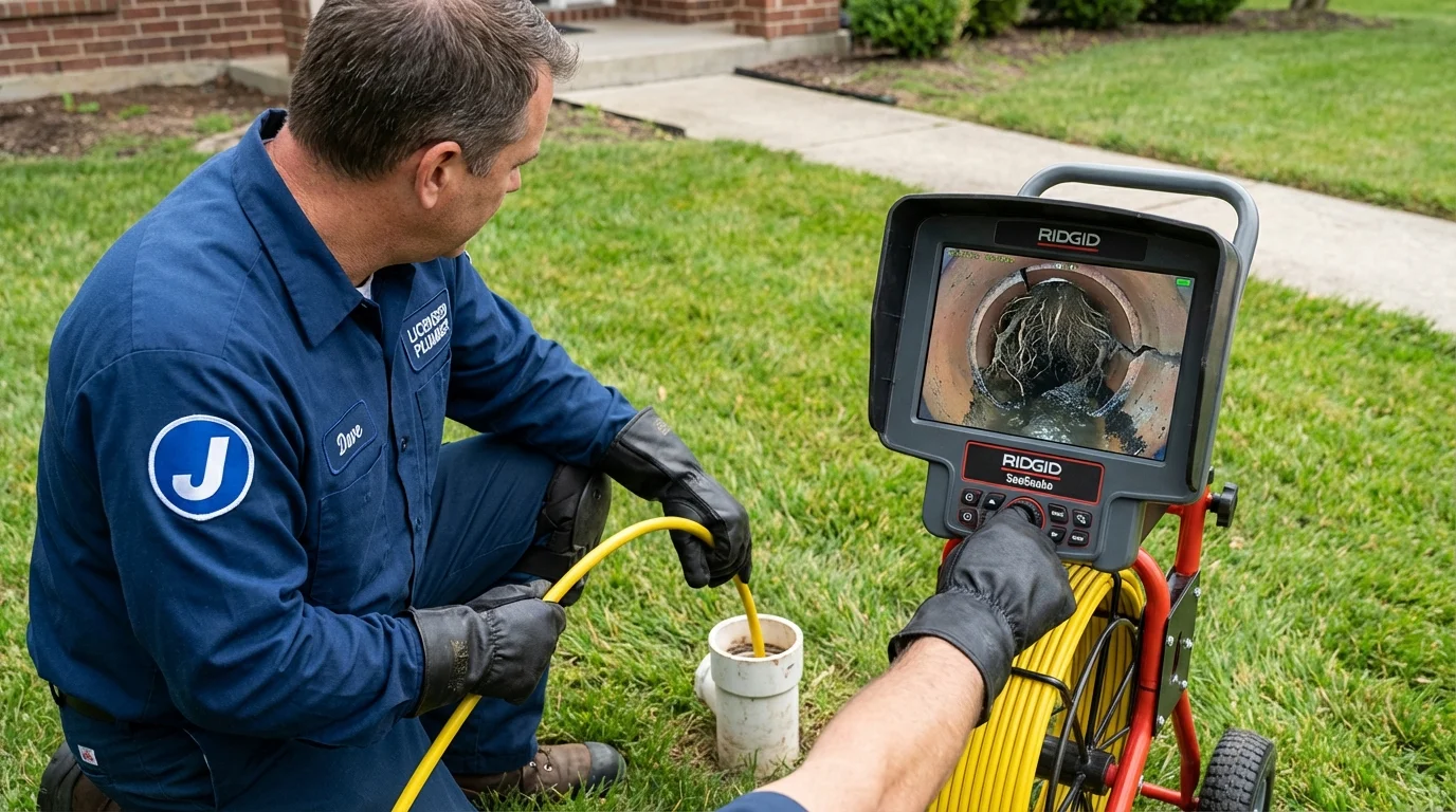 Sewer camera inspection being performed by Johns Plumbing LLC in Stoneboro