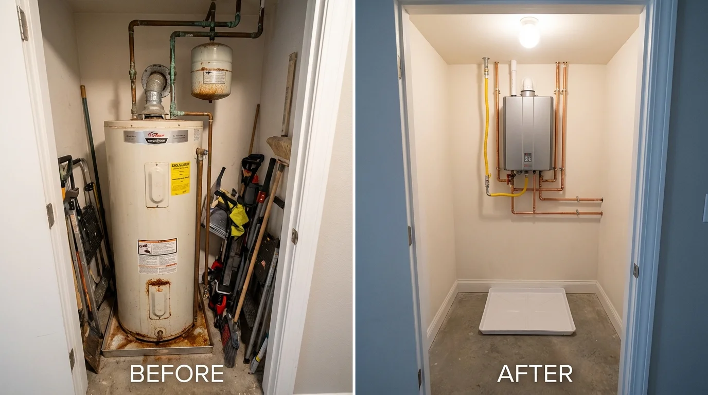 Tank water heater versus wall-mounted tankless unit comparison for Stoneboro, PA homeowners